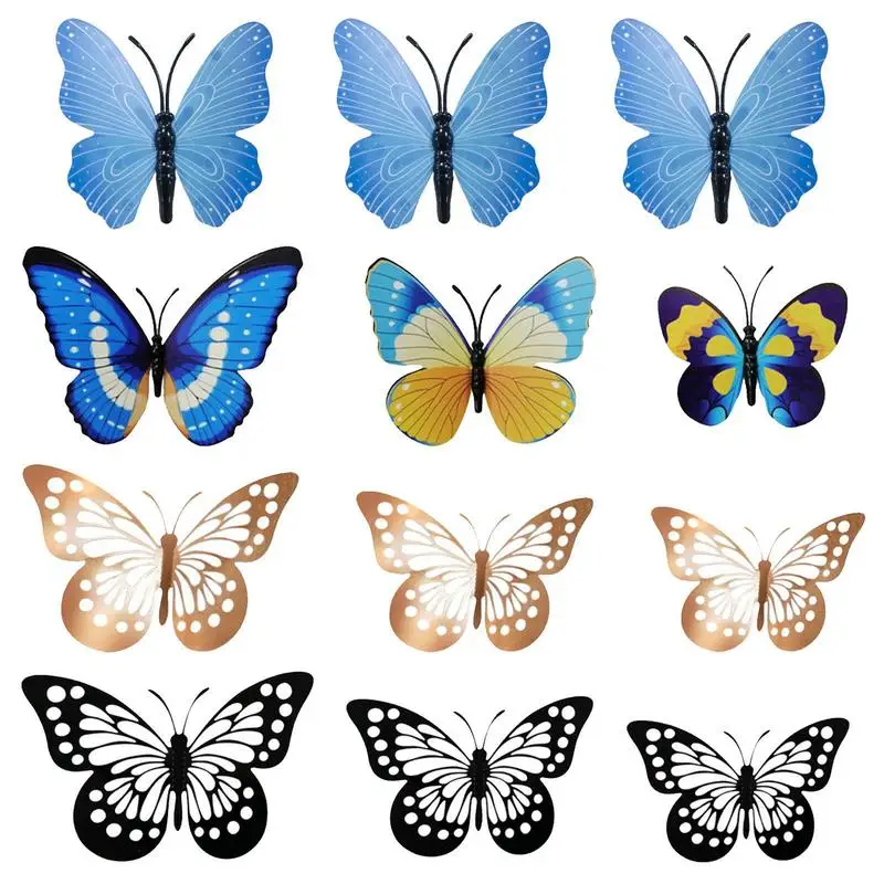 12 pack 3d multi-color three dimensional butterfly wall sticker living room decorative wall stickers self adhesive wall stickers