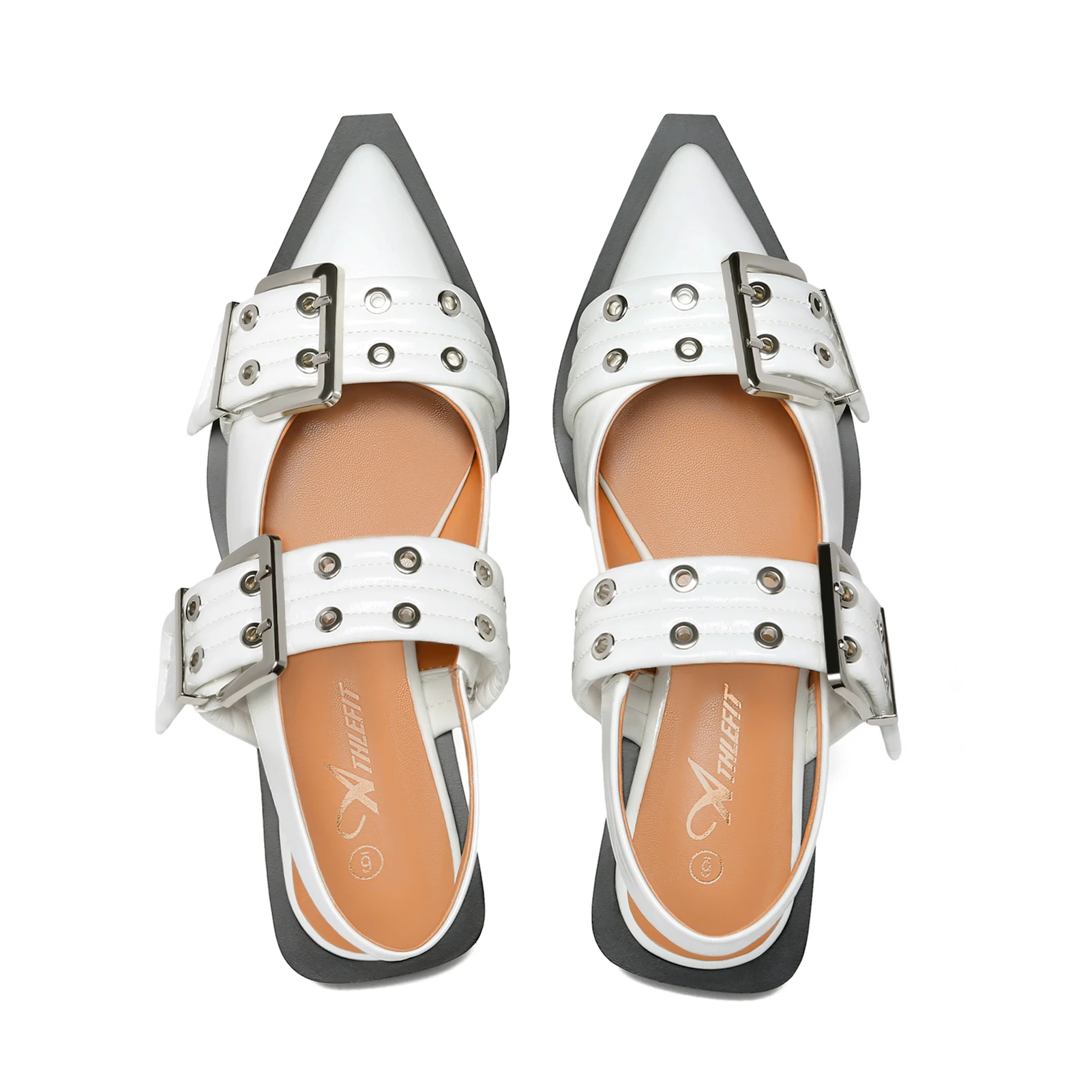 Ballerines à boucle pour femmes, chaussures plates à bride arrière, chaussures confortables à bout pointu