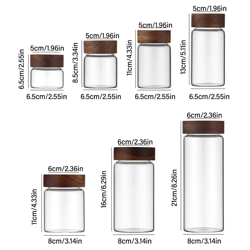 High Borosilicate Glass Sealed Spice Jars With Acacia Wood Lids Miscellaneous Grain Storage Pots Split Bottle Storage Tank