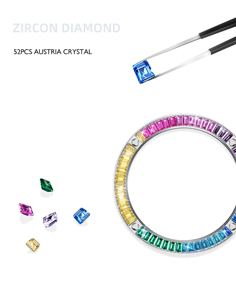 HANBORO Women Luxury Watches Ladies Automatic Wristwatch Skeleton Luminous Dial Austria Crystal Bezel Silicone Strap Sapphire