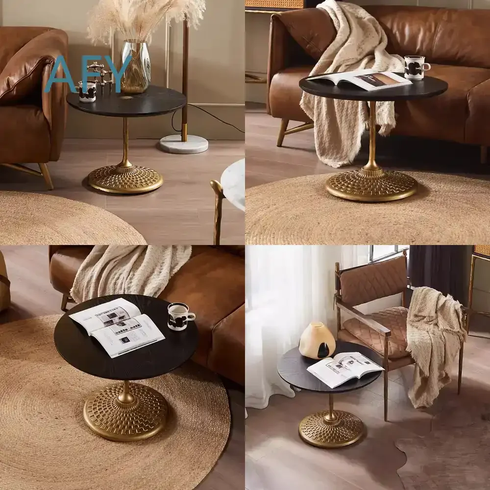 Wabi Medieval Style Round Negotiation Table for Home Café Office Wabi Sabi Wind Side Table Wrought Iron Retro Round Table