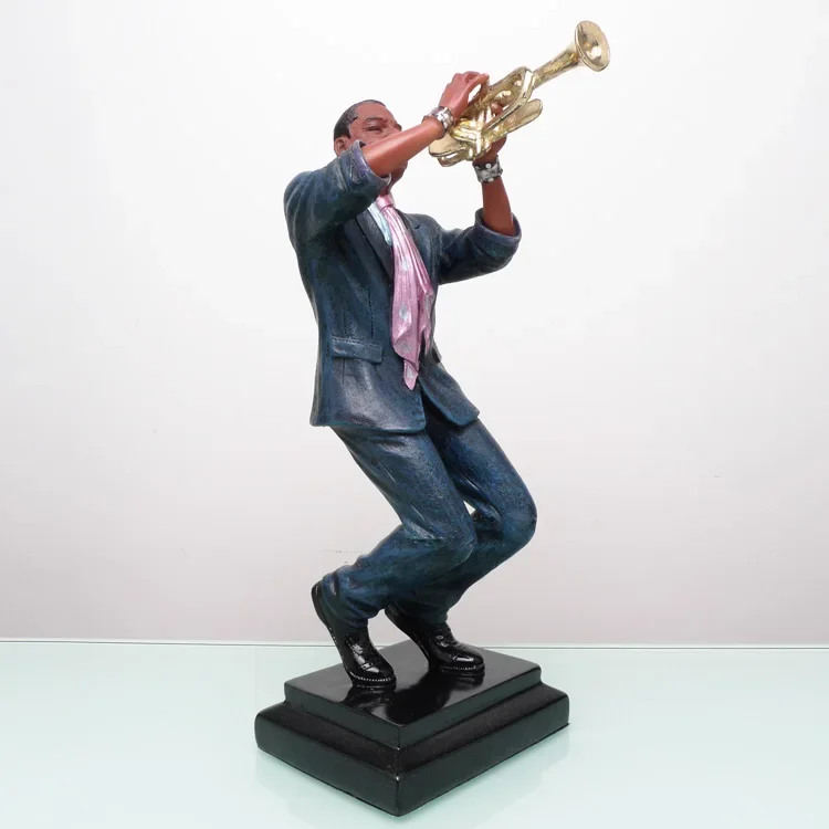 Trumpet Player Figurine Resin Music Band Statue Craft Ornament Embellishment Accessories Furnishing for Home Decoration and Gift