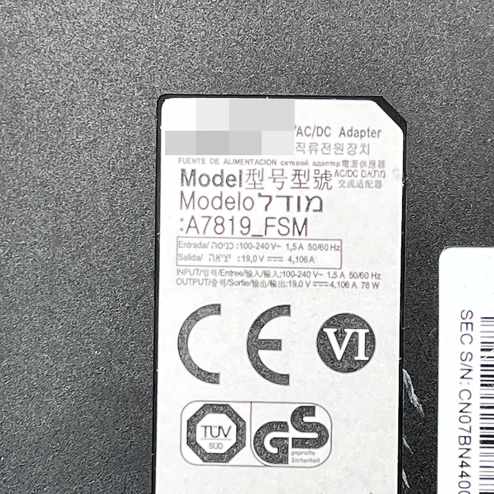 BN44-00836A A7819_FSM อะแดปเตอร์4.106A 78W 19V ที่ชาร์จไฟได้สำหรับ BN4400836A BN4400836 A7819FSM UE32J5373AS