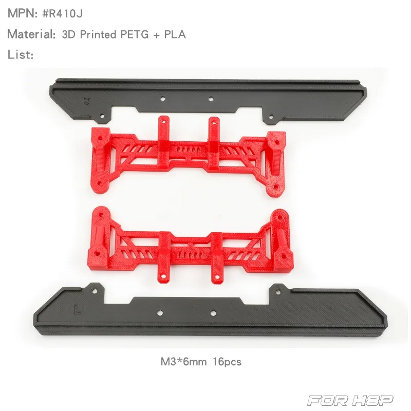 2 Stuks Gesimuleerde Side Pedaal Bottom Side Bar Auto Shell Side Rok Bescherming Bescherming Voor 1/8 Rc Crawler Auto Mejiaxin H8P