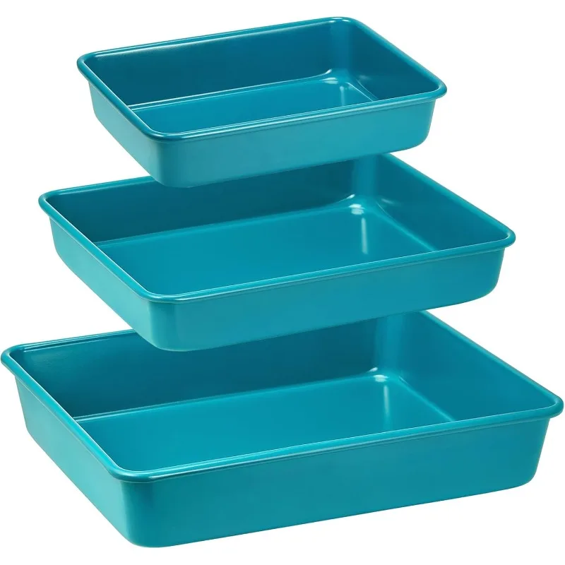 

Deep Baking Pans Set Nonstick, 3 Pack Large Rectangular Sheet Cake Pans,13/11/9Inch Oven Metal Baking Sheet Set