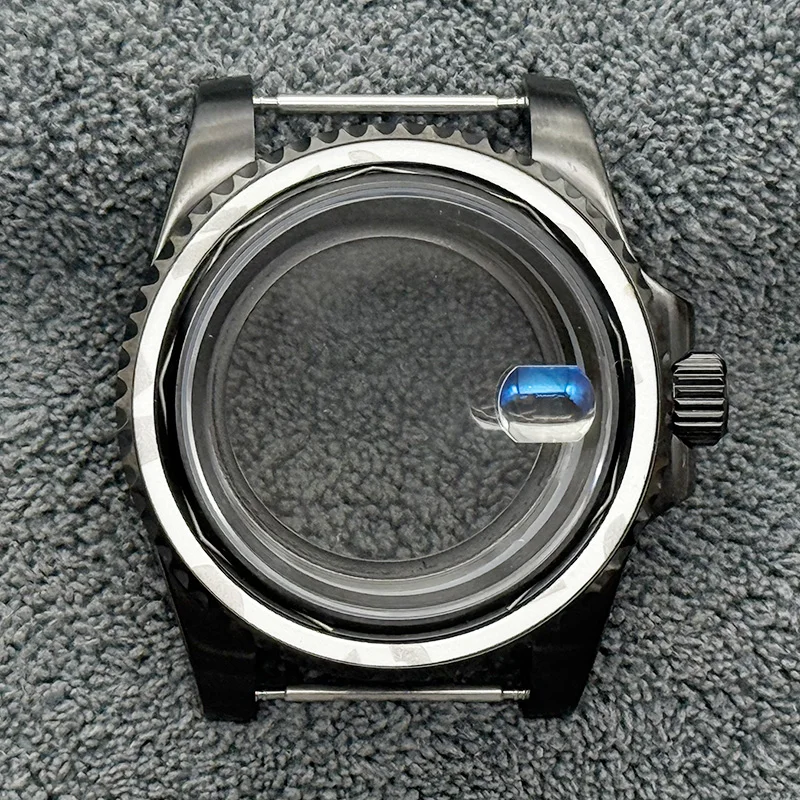 40MM sapphire glass Transparent Back Cover Black watch case fit NH36 NH35 4R 7S movement fit 28.5-29mm dial Accessories part