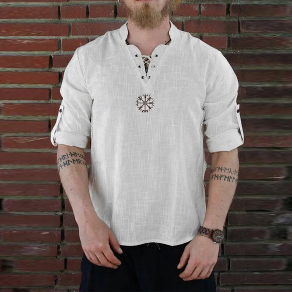 Personality Fashionable Cotton-linen Top Style Longsleeved Summer Men's Pure Men's blouse Zip up Dress Shirt Men