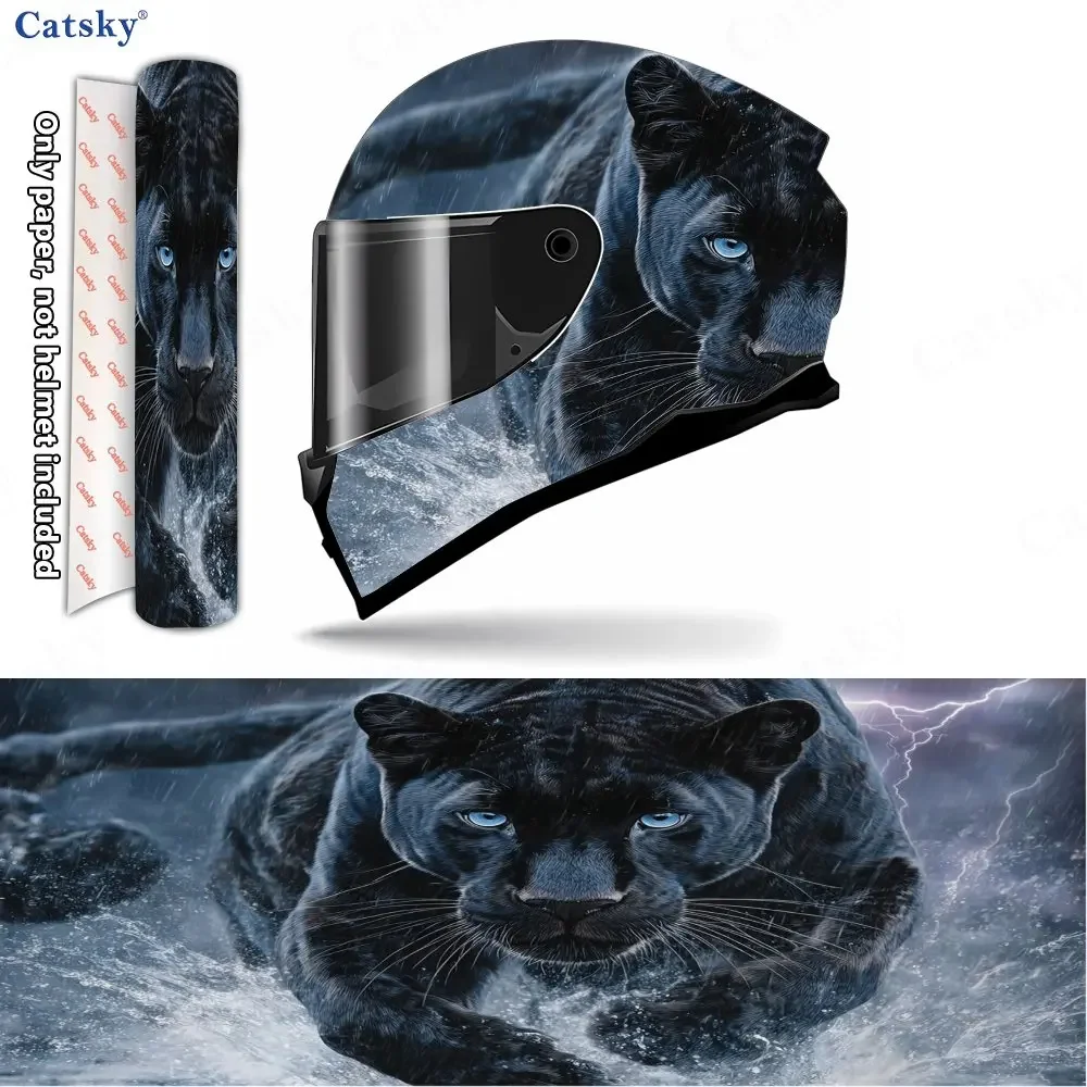 Adesivo para capacete de motocicleta em PVC Panther, adesivo autoadesivo à prova d'água, filme decorativo resistente a arranhões, adequado para rosto 