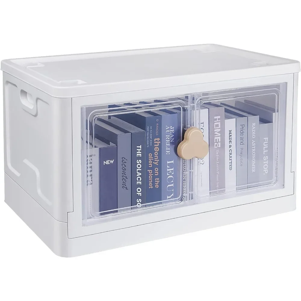 Extra Large Plastic Storage Bins with Lids, 3 Pack 20Gal Stackable Closet Organizers Box, Double Door Foldable Cube,