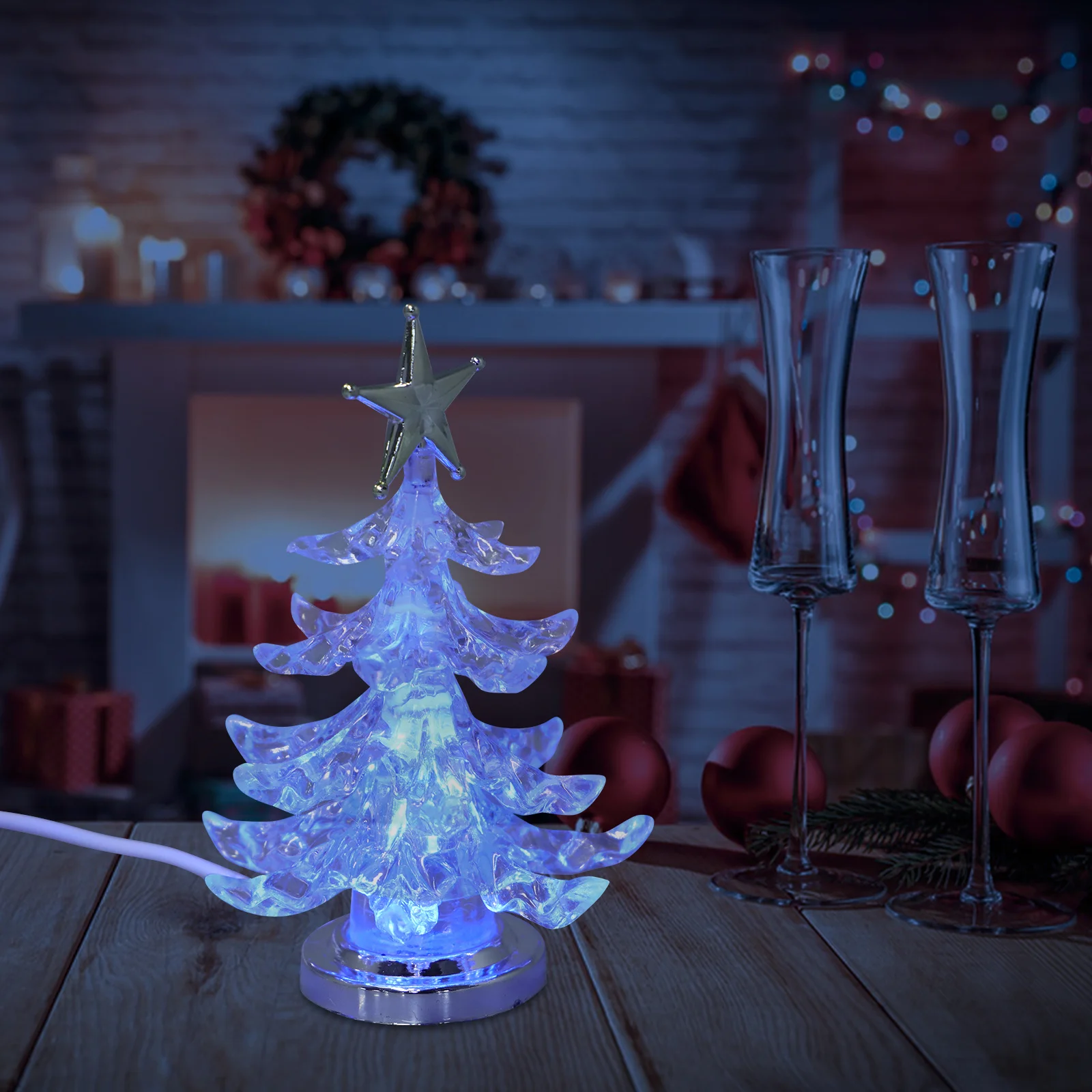 2 قطعة شجرة عيد الميلاد ضوء الليل Rgb متعدد الألوان وامض LED مصباح USB بالطاقة الزخرفية السرير الخفيفة للمنزل مكتب