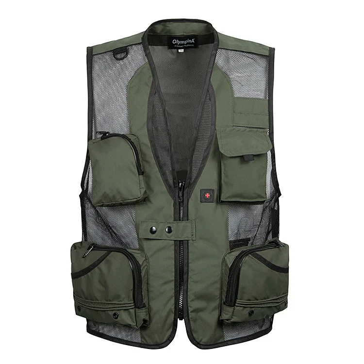 Fishing Vest Detachable Multiple Pockets Breathable Grid Mesh Comfortable Wear-Resisting