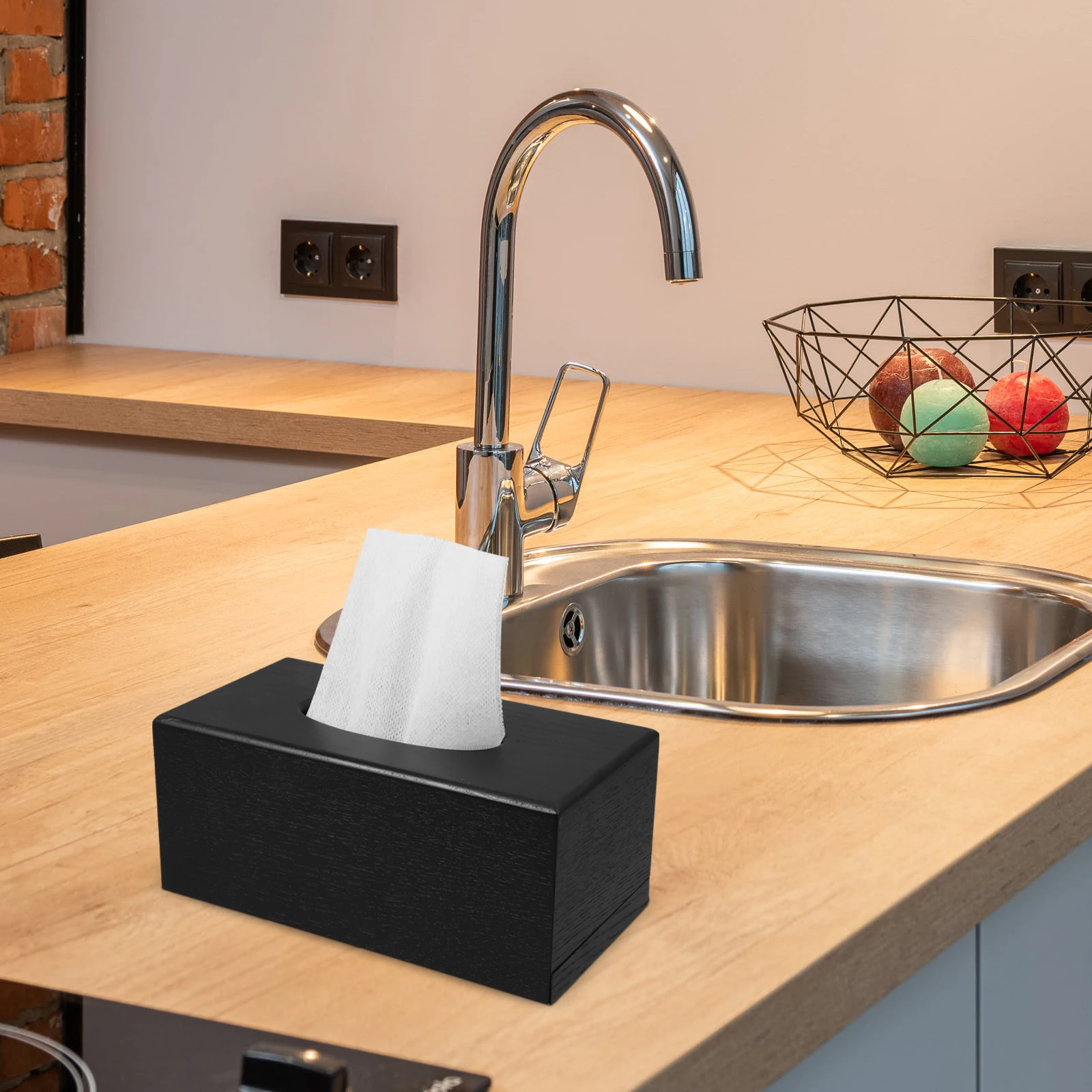 

Solid Wood Tissue Box Tea Color 23x12x10cm Rectangle Paper Towel Holder Home Hotel Decor Storage Organizer