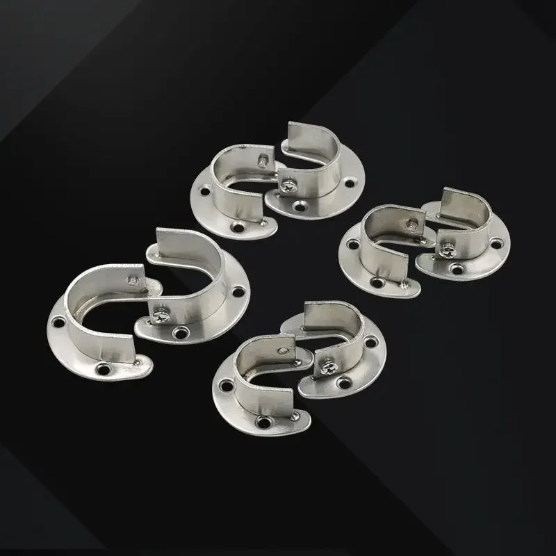 Edelstahl-Rohrhalter, Kleiderstange, Kleiderschrank, Kleiderhalter, silbernes Rundrohr, offener Flansch, Sitz, Rundstangenrohr