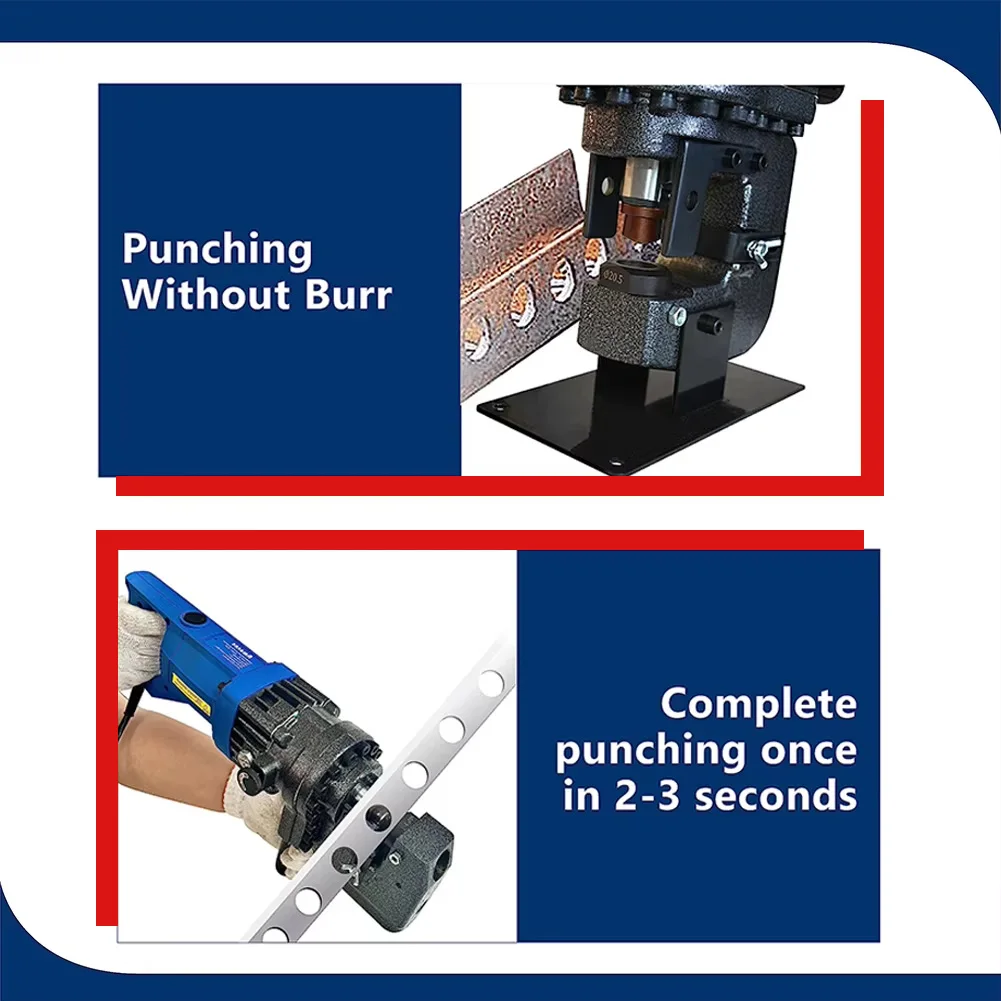 Portable Hydraulic Punching Tool 1500W 6-20.5mm Punching Range for Steel Plate Angle Steel Busbar with 5 Dies & Carrying Case