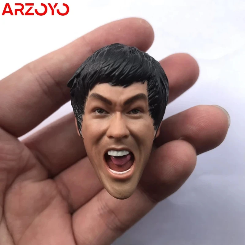 1/6 Scale Kung Fu Xiaolong Li Head Sculpture Head Carved for 12'' GANGHOOD Asian Male Muscle Action Figure Body