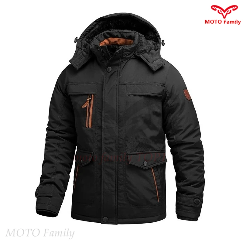 Plus size utility jacket for men winter fleece-lined thickened motorcycle jacket 5XL motorcycle accessories