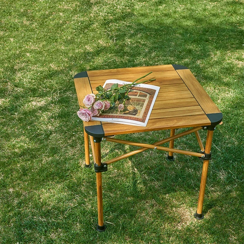 طاولة تخييم قابلة للطي مربعة قابلة للدوران IGT خفيفة الوزن في الهواء الطلق مزدوجة الجوانب من سبائك الألومنيوم المحمولة شرفة طاولة جانبية للقهوة #1