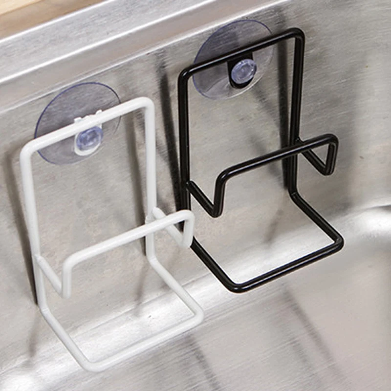 Metal Suction Cup Sink Drain Rack Wall Sucker Sponge Storage Drying Holder Kitchen Sink Soap Stand Dish Cloth Shelf Organizer