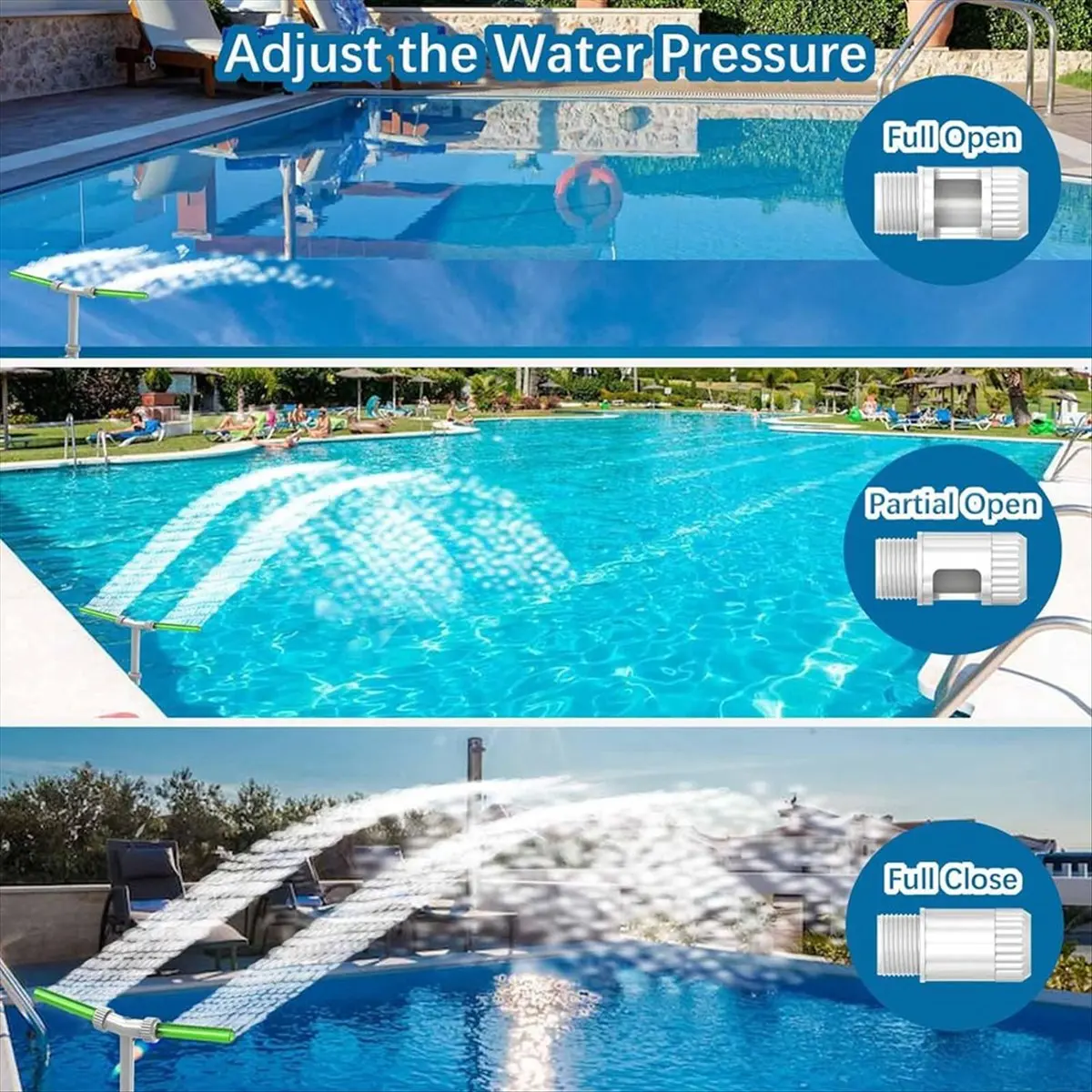 A56X Dual Spray Water Fountain with Fluorescent Green Lights,Adjustable 2in1 Nozzle for Inground and Above Ground Pools