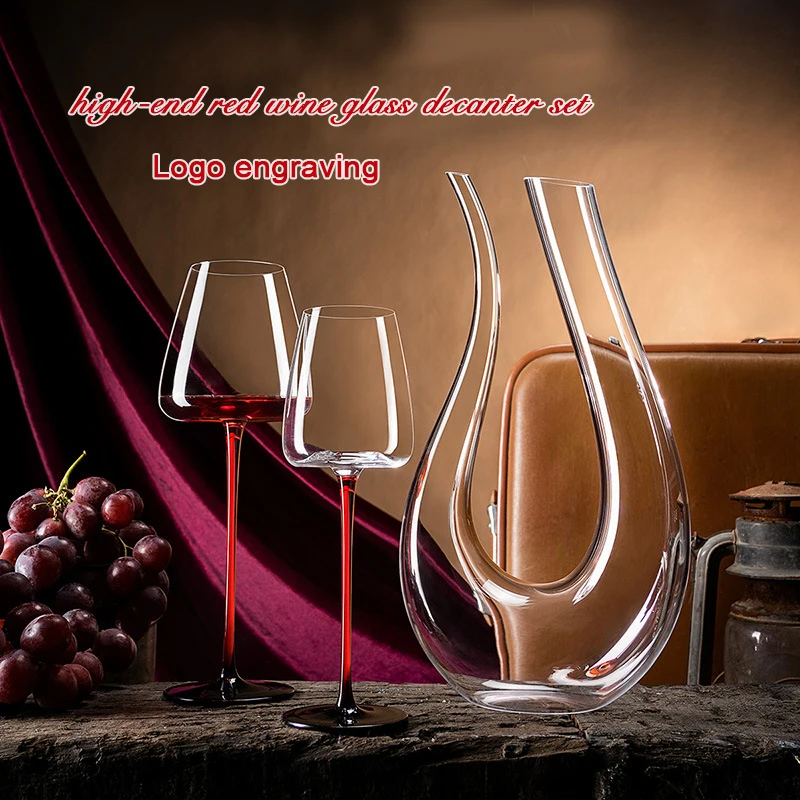 (Can Engrave Logo) 590ML Bordeaux Crystal Wine Glass Two Sets, Burgundy Wine Cup , European Wedding Glass, Champagne Cup