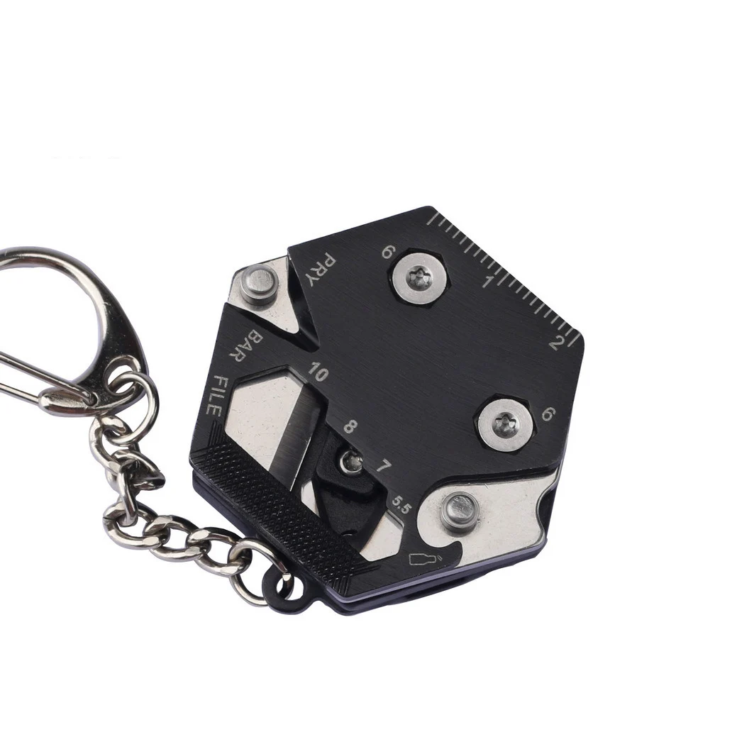 Multifuncional hexágono moeda ao ar livre ferramenta edc hexágono dobrável moeda faca chaveiro chave de fenda bolso dobrável mini engrenagem