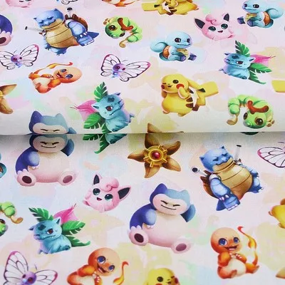 140cm di larghezza Pokemon Anime giapponese 100 tessuto di cotone per fai da te Patchwork tessile Tissu abbigliamento per la casa cucire materiale