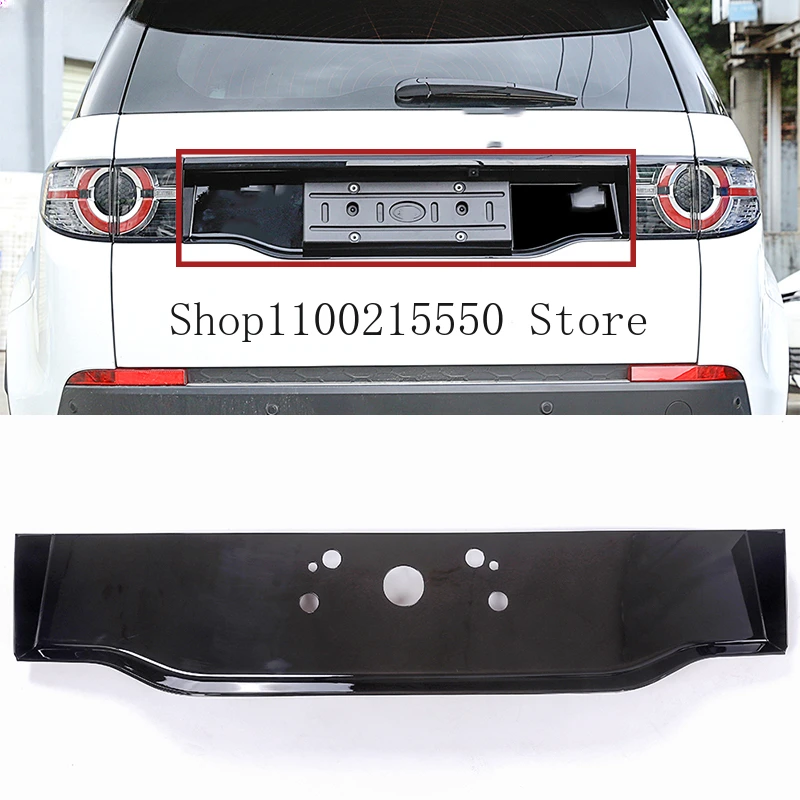 

Car Rear Trunk Door Tail Decoration License Plate Frame Cover Trim ABS Black for Land Rover Discovery Sport 2015-2019 Accessory