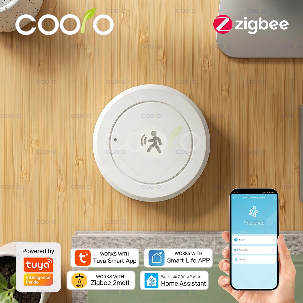 Tuya ZigBee 24G Human Presence Sensor MmWave Radar Motion Detector+Magnetic Plate Support Smart Life Zigbee2MQTT Home Automation