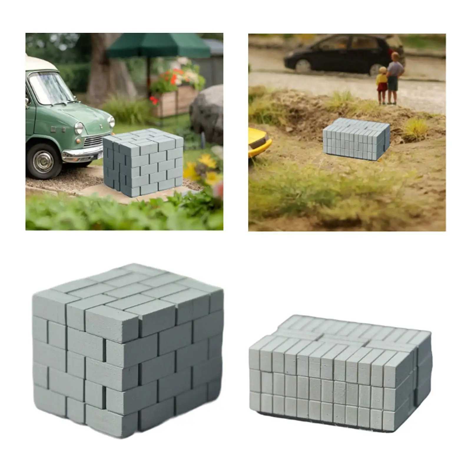 

1/64 Scale Bricks Realistic,DIY Construction Small,Miniature Bricks Dollhouse Accessories Concrete for Garden Landscaping Model