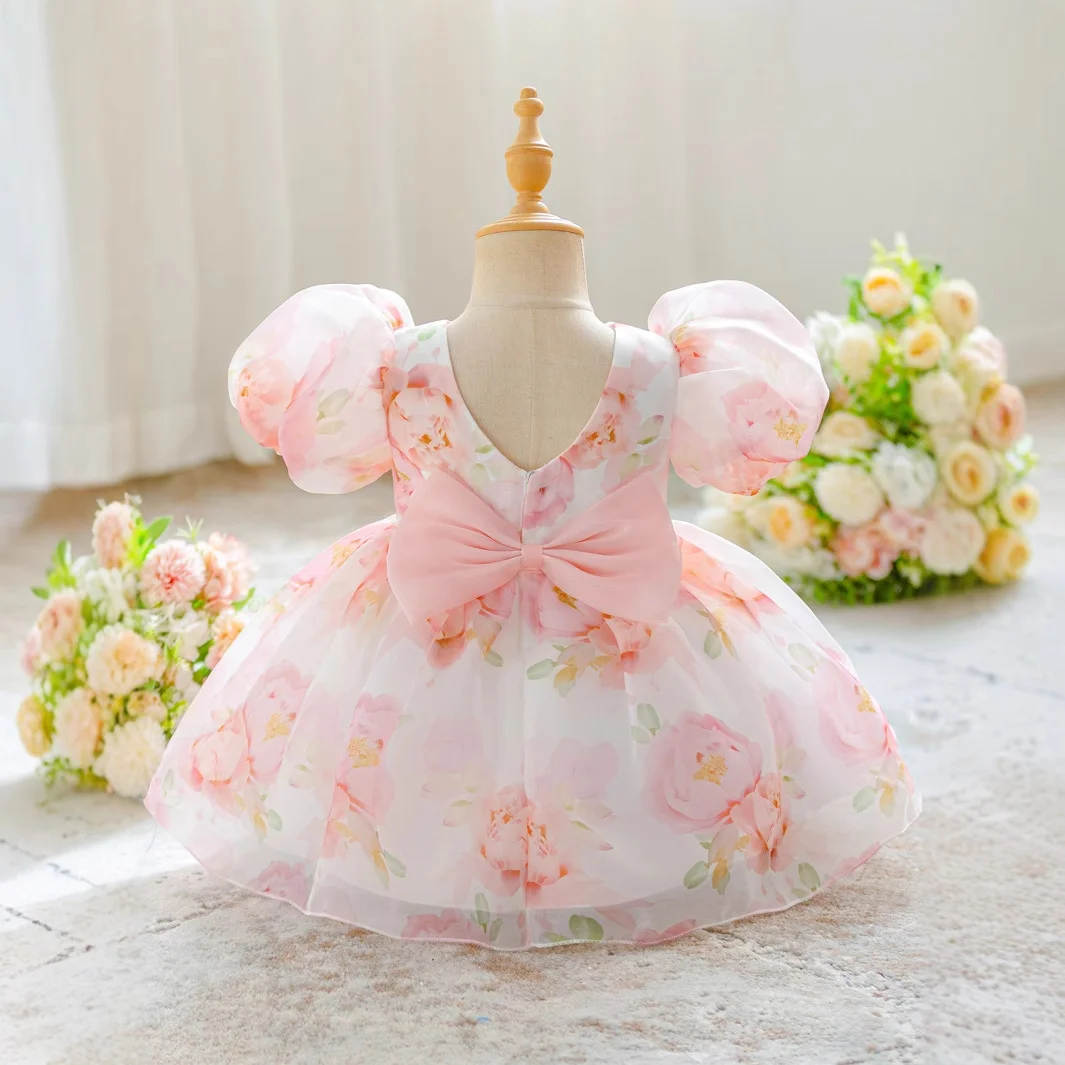 

Праздничные платья для девочек, нарядное платье принцессы с цветочным узором, платье для первого дня рождения, платье для маленьких девочек, платье для свадьбы, крещения, платье для девочек на Ид