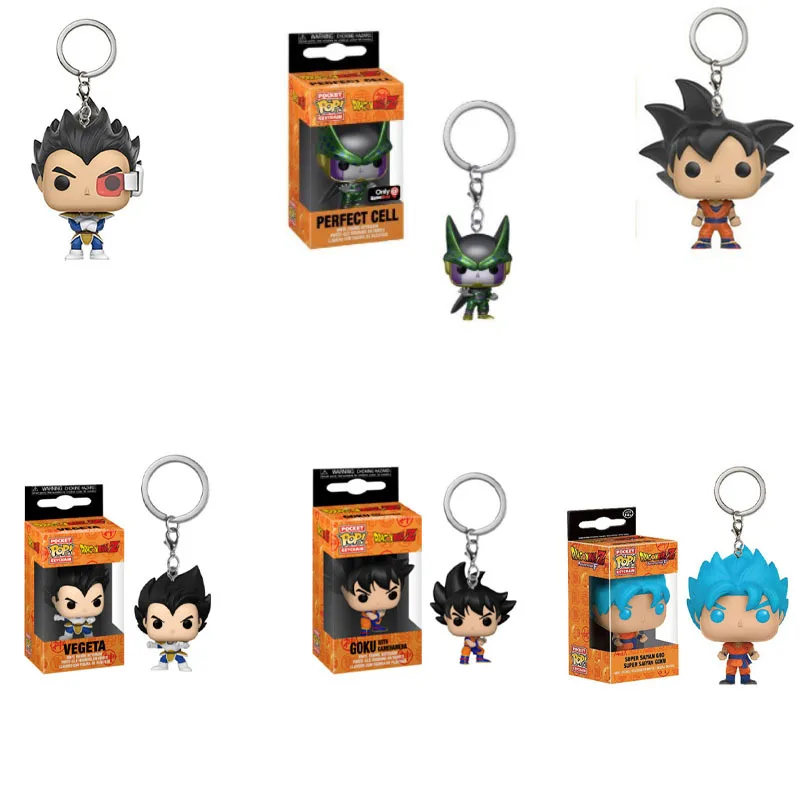 Llavero Funko de Dragon Ball con Goku y Vegeta, Colgante de Anime, Figura Coleccionable, Accesorio, Regalo de Cumpleaños para Niños