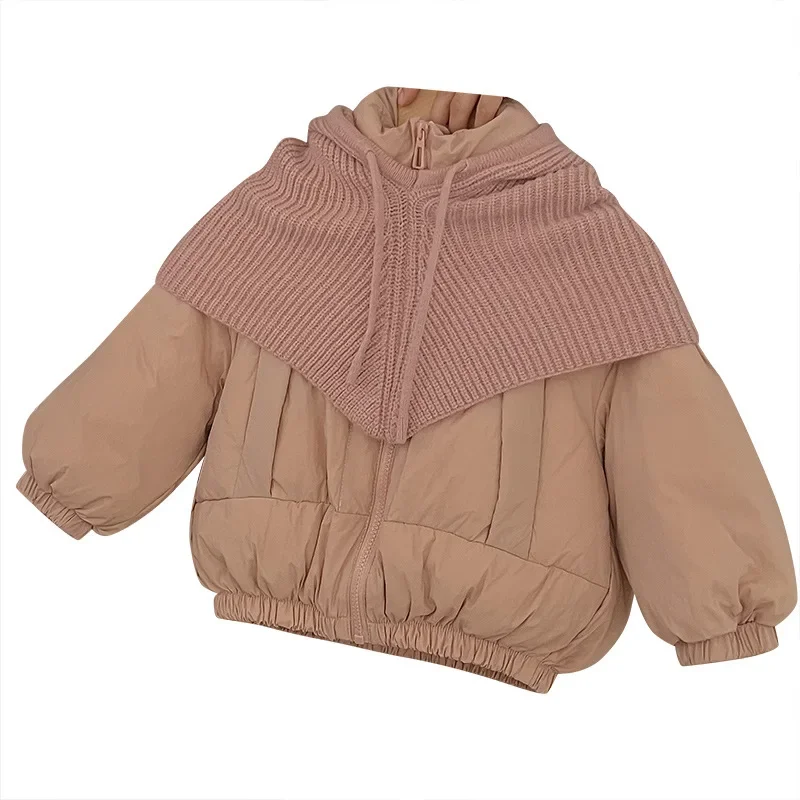 2024 children's new autumn  winter children's down jacket Korean version of short men's and women's knitted hat feather coat top