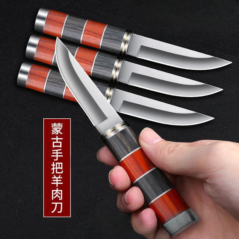 Handmade pocket knife stainless steel barbecue kitchen outdoor portable knife utility   survival  fixed blade knife