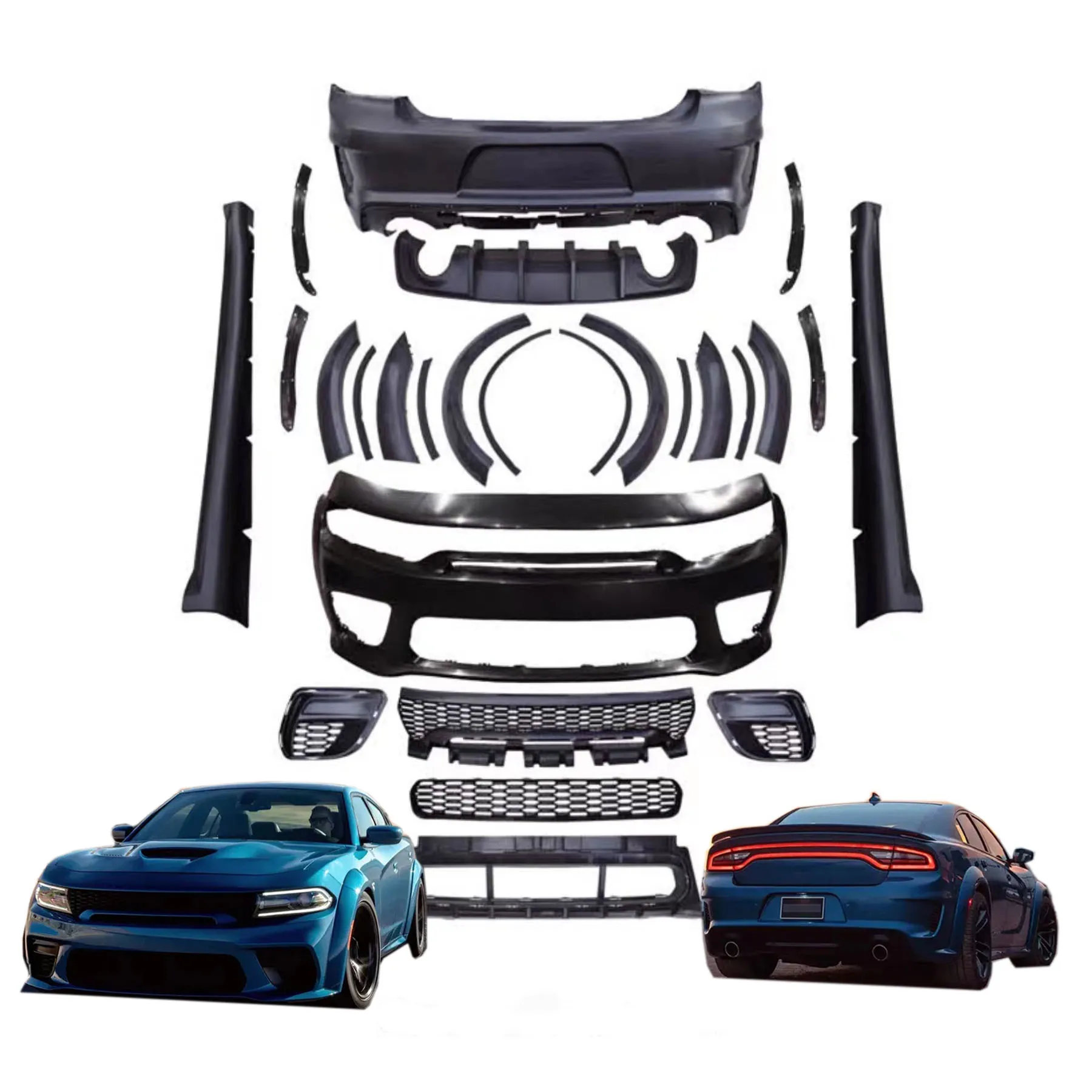 Charger SRT Style Hellcat Full Complete Wide Body Kit For Dodge Charger 2015-2022