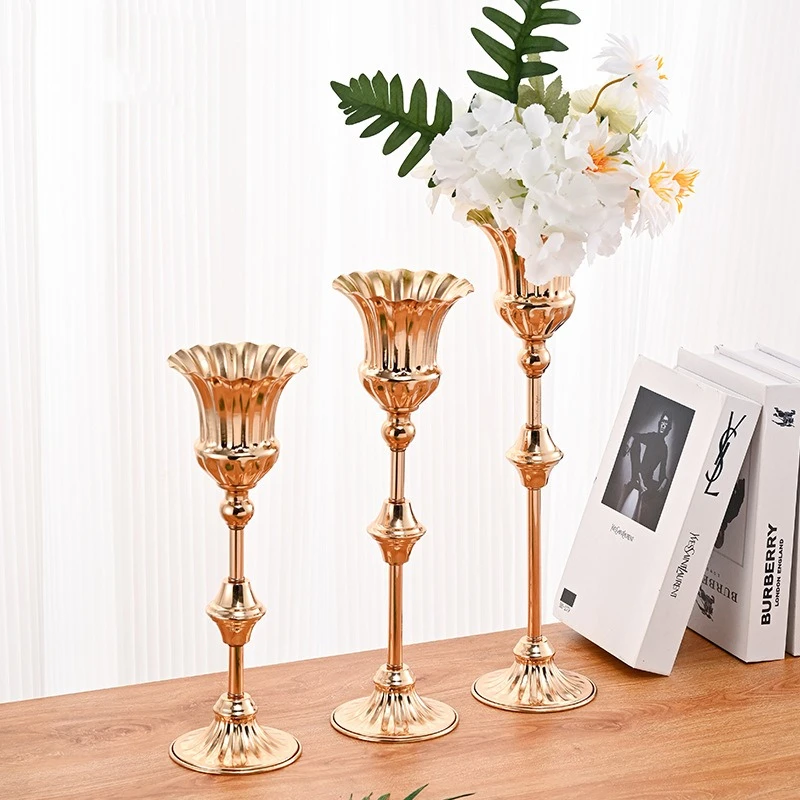 10 PCS Metal Flower Vase Luxury Candlestick Fashion Wedding Candle Stand Exquisite Candlestick Table Home Decor