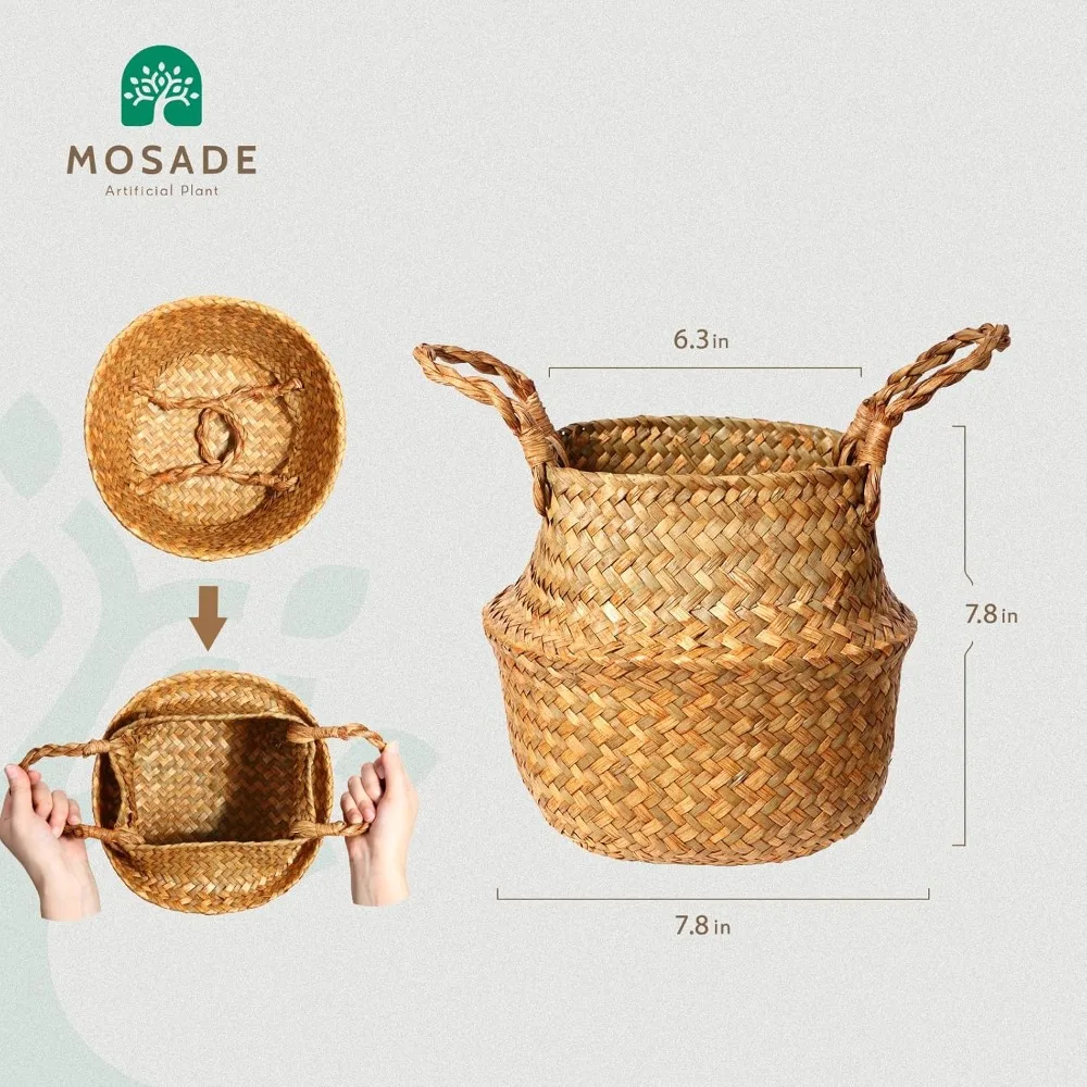 Oliveira artificial de 7 pés com folhas de seda e cesta de ervas marinhas artesanal, topiária falsa alta ideal para decoração de casa