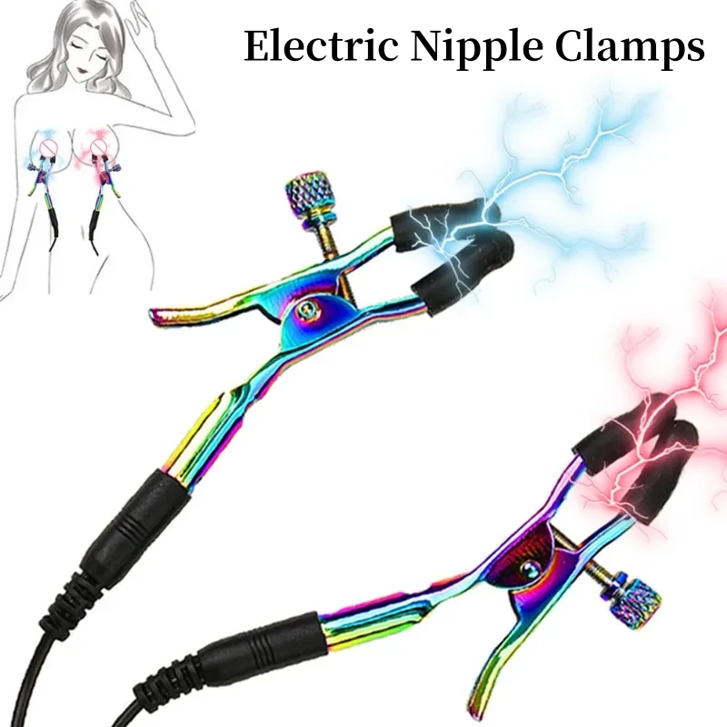 Neue elektrische Nippel klemmen Regenbogen Rose Metall Klitoris stimulator Massage gerät Metall Nippel klemmen für Frauen medizinische Themen Spielzeug 18