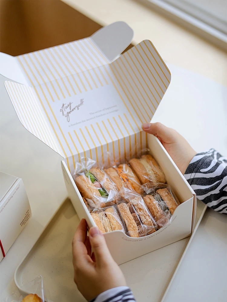 صندوق تغليف للمخبوزات، علبة للكيك والحلويات والماكارون والبيجل والخبز، صندوق مادلين وسكون، أدوات خبز منزلية، أدوات مطبخ للطهي