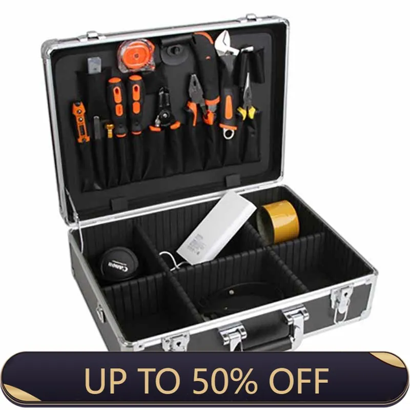 Multifunctional Aluminum Tool Organizer Boxes Portable Hardware Household Suitcase Electrician Special Repair Tools Storage Box