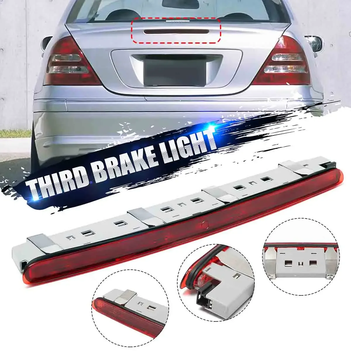 Lâmpada traseira do carro LED vermelho, terceira luz de freio, substituição do tronco, Mercedes Benz W203 2000-2007, 2038201456