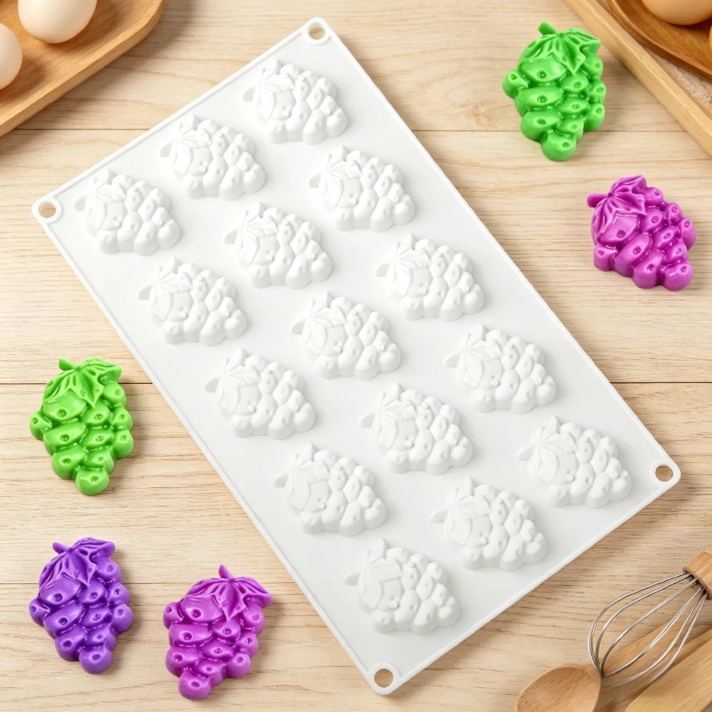 Mini Size 15-Cell a Bunch of Grapes Design Silicone Chocolate Mold French Cake Mould DIY Candy Mold Food Grade Dessert Tools