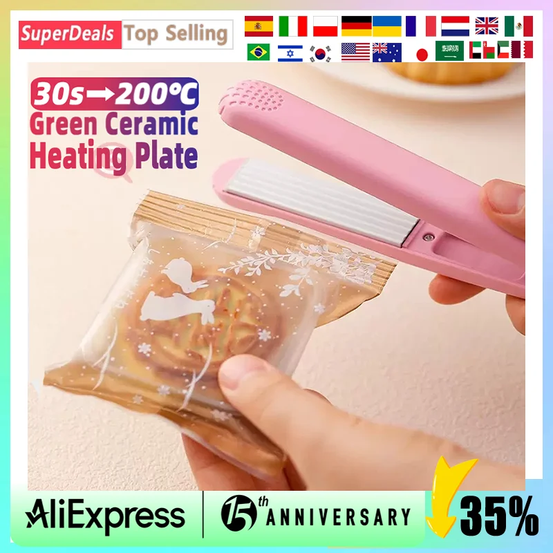 Mini Plastic Bag Sealer Machine Storage Bag Clip Vacuum Sealing Storage Machine Sealer Packing Seal Food Snack Kitchen Gadgets