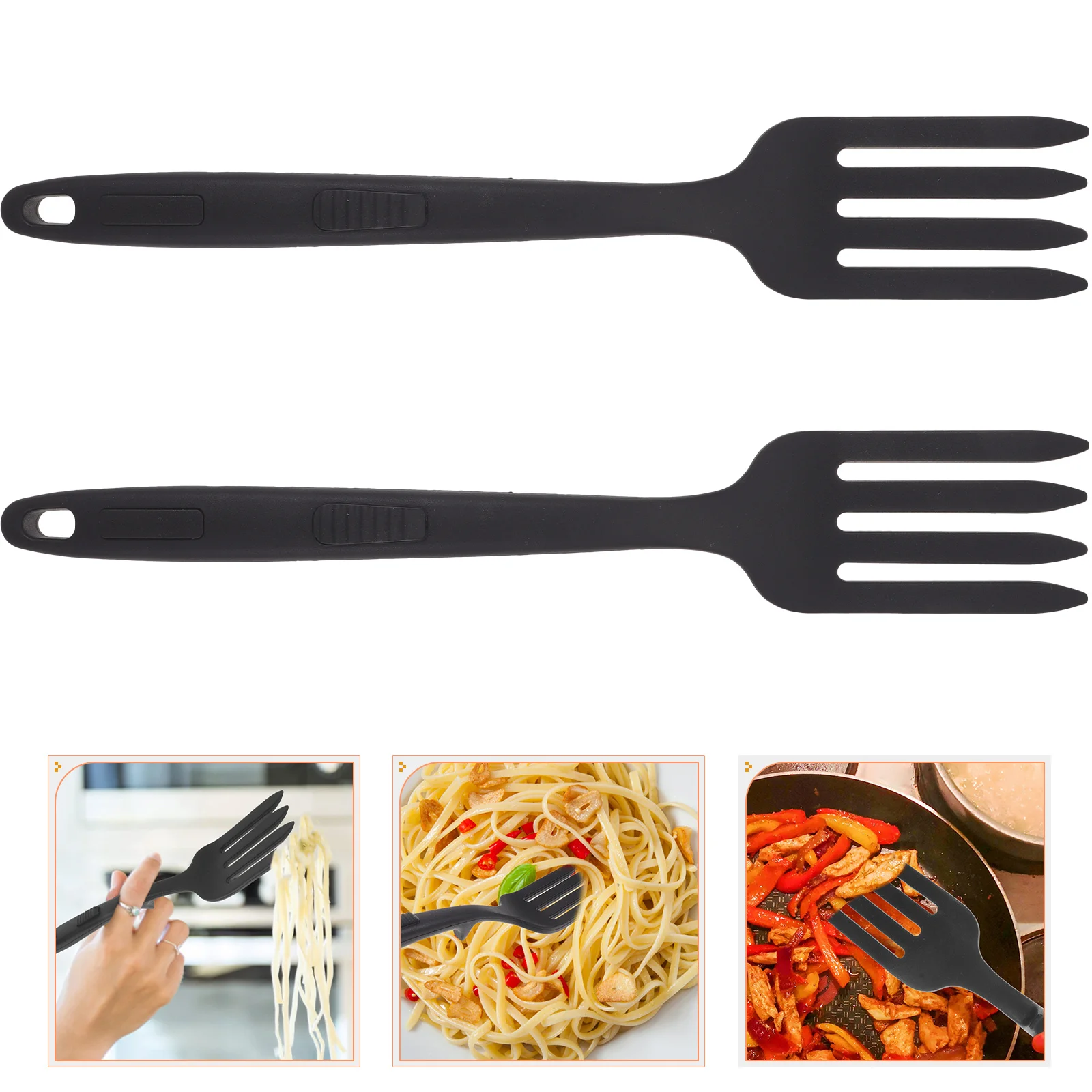 

2 Pcs Silicone Cooking Fork Meat Utensil Forks Spaghetti Spoon Pasta Kitchen Silica Gel Noodle