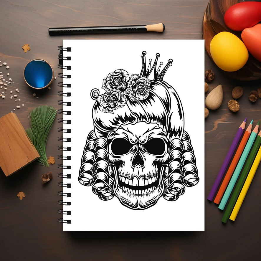 Mystic Skull Adult Coloring Book - 8.3x 11.2 Inch 22 Page Coloring Book - Helps Reduce Stress and Ease Emotions