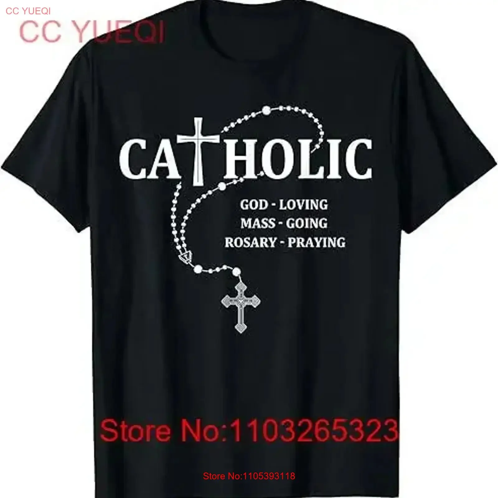 New Limited God Loving Mass Going Rosary Praying Catholic Design T Shirt vintage Washed Breathable Slightly streetwear Casual