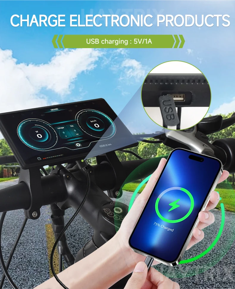 H8【UART2】 Elektrischer Fahrradcomputer mit Bildschirmprojektion, Navigation, Digitaler Stoppuhr, Tachometer für E-Bike, Radfahren, Kilometerzähler – Detail 3