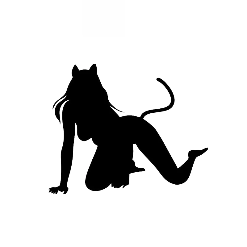 Car Sticker Sexy Cat Girl Walking Advanced Design Cover Body Fashion Sticker Pvc Personality Sticker Black/white, 12cm*10cm