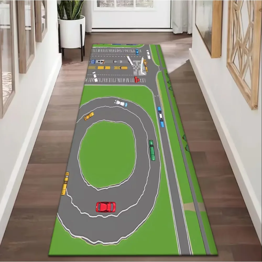 Fun Racing Lane Anti Slip Easy Clean Durable Carpet Perfect for Home Kitchen Corridor or Vacation Home Carpet  Rugs Living Room