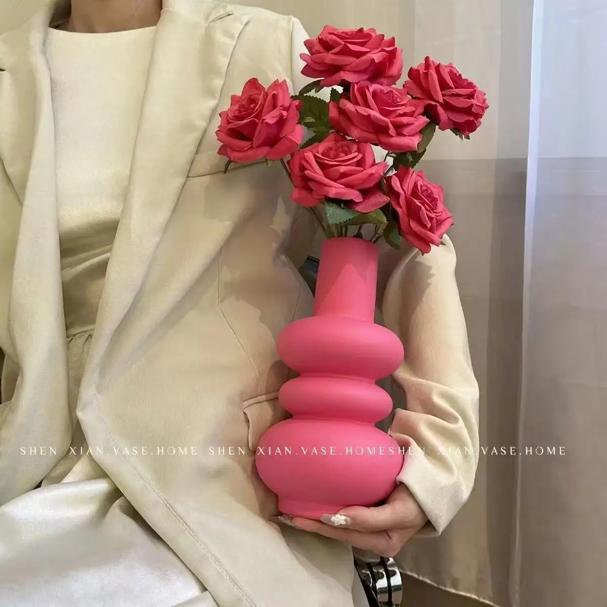 French Taro Purple Glass Vase Medieval Restaurant Vase Flower Arrangement High-end Decorative  ваза белая керамическая