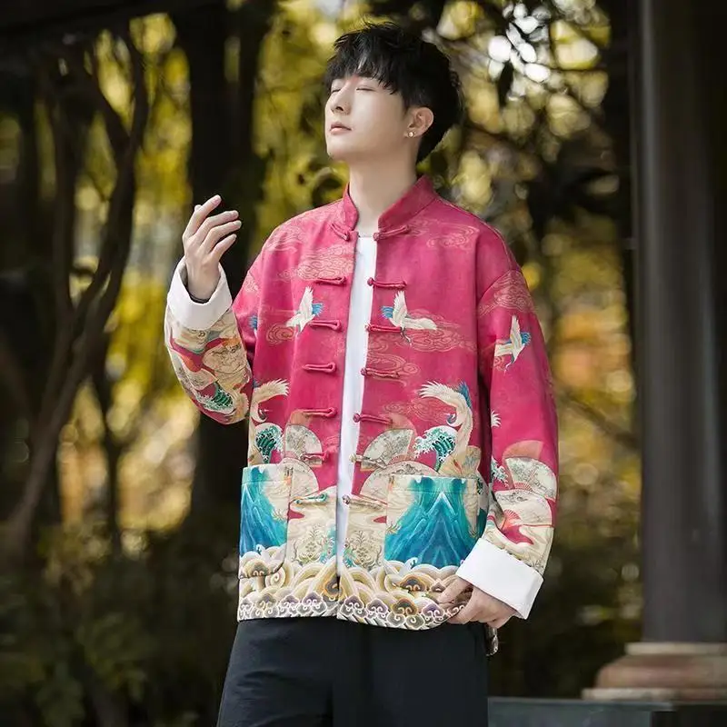 spring-and-autumn-chinese-style-tang-style-men's-youth-stand-collar-printed-hanfu-new-chinese-style-jacket-hanfu-coat